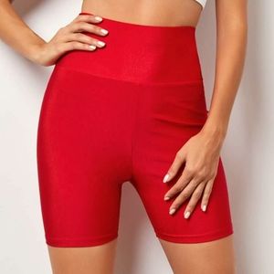 Red biker shorts